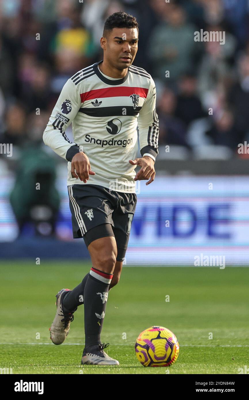Casemiro de Manchester United lors du match de premier League West Ham United vs Manchester United au London Stadium, Londres, Royaume-Uni, 27 octobre 2024 (photo de Mark Cosgrove/News images) Banque D'Images