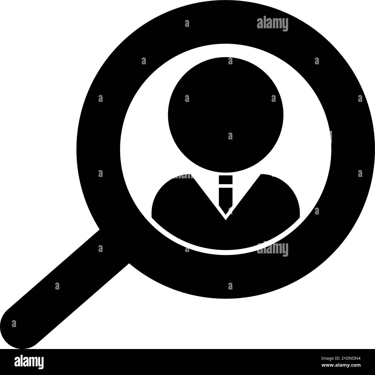 Loupe de recrutement et icône de silhouette d'étudiant de recherche d'emploi. Vecteur modifiable. Illustration de Vecteur