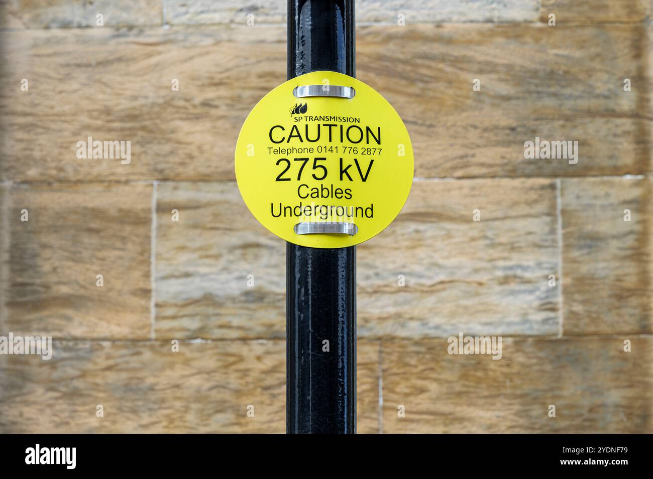 Avertissement de 275 kV Cables Underground, Glasgow, Écosse, Royaume-Uni, Europe Banque D'Images