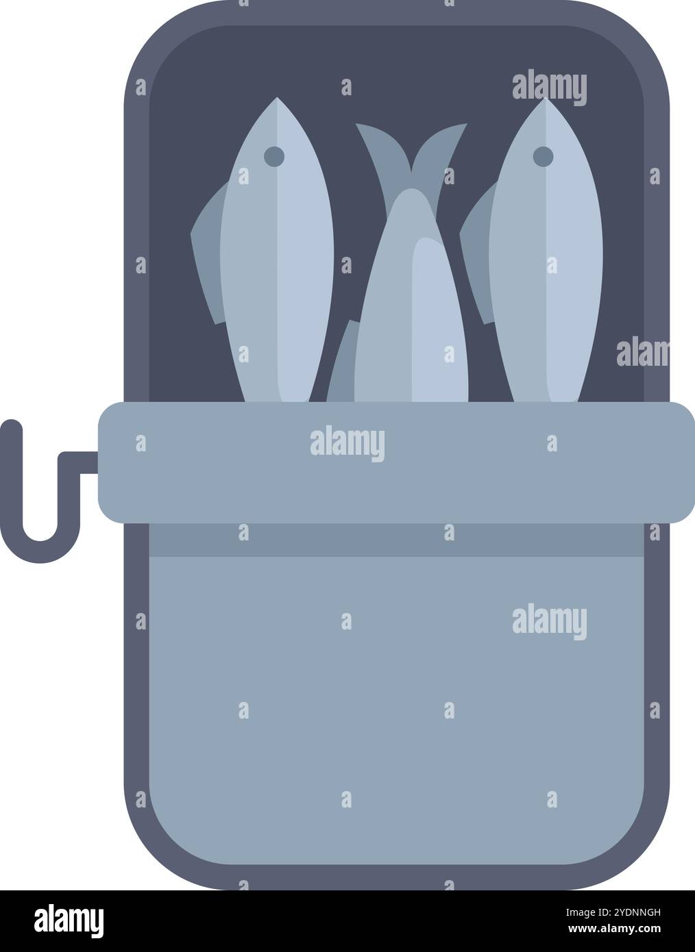 Boîte ouverte pleine de délicieuses sardines pour la conservation du poisson, isolée sur fond blanc Illustration de Vecteur