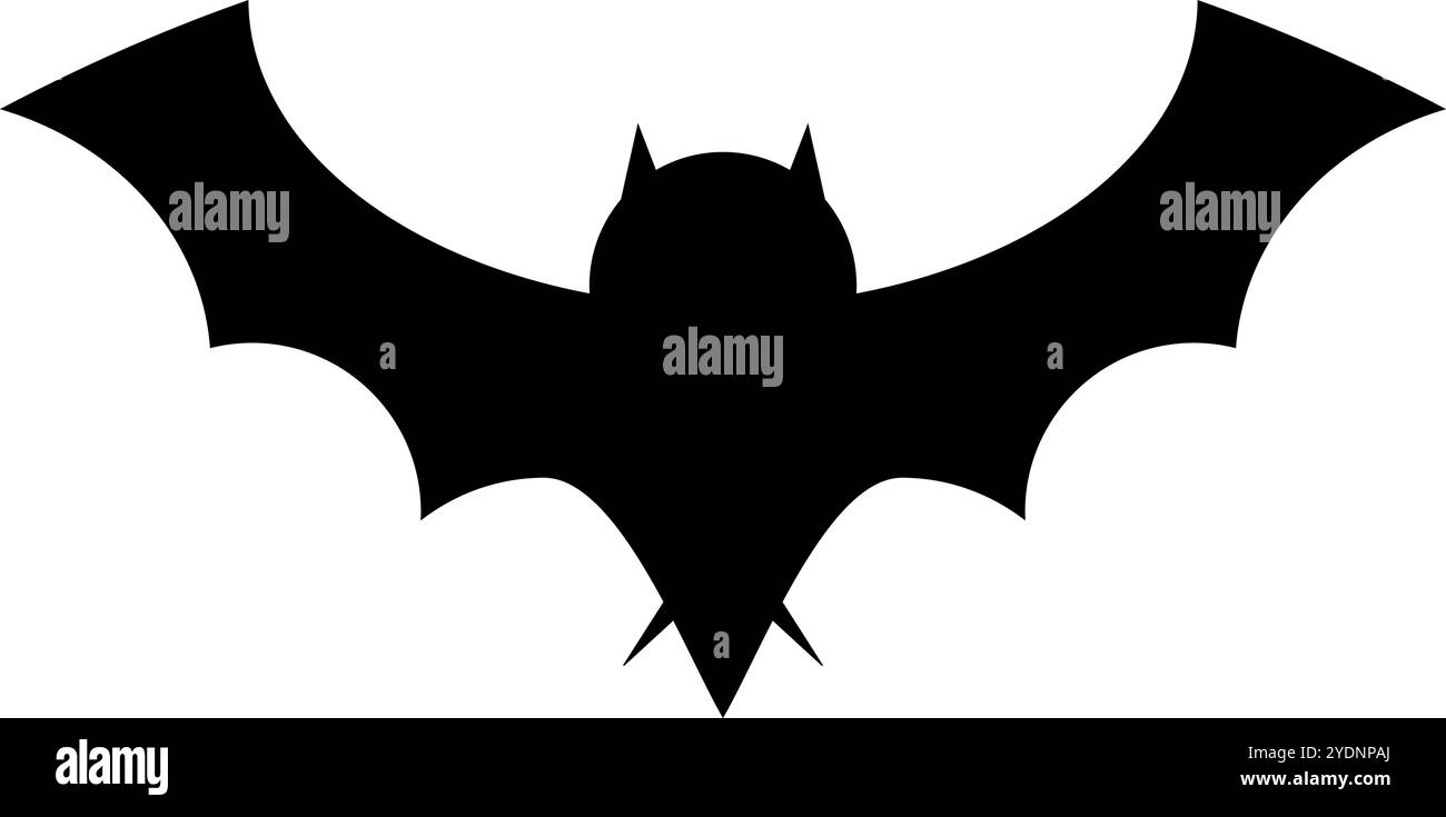 Icône de silhouette de chauve-souris noire. Vecteur modifiable. Illustration de Vecteur