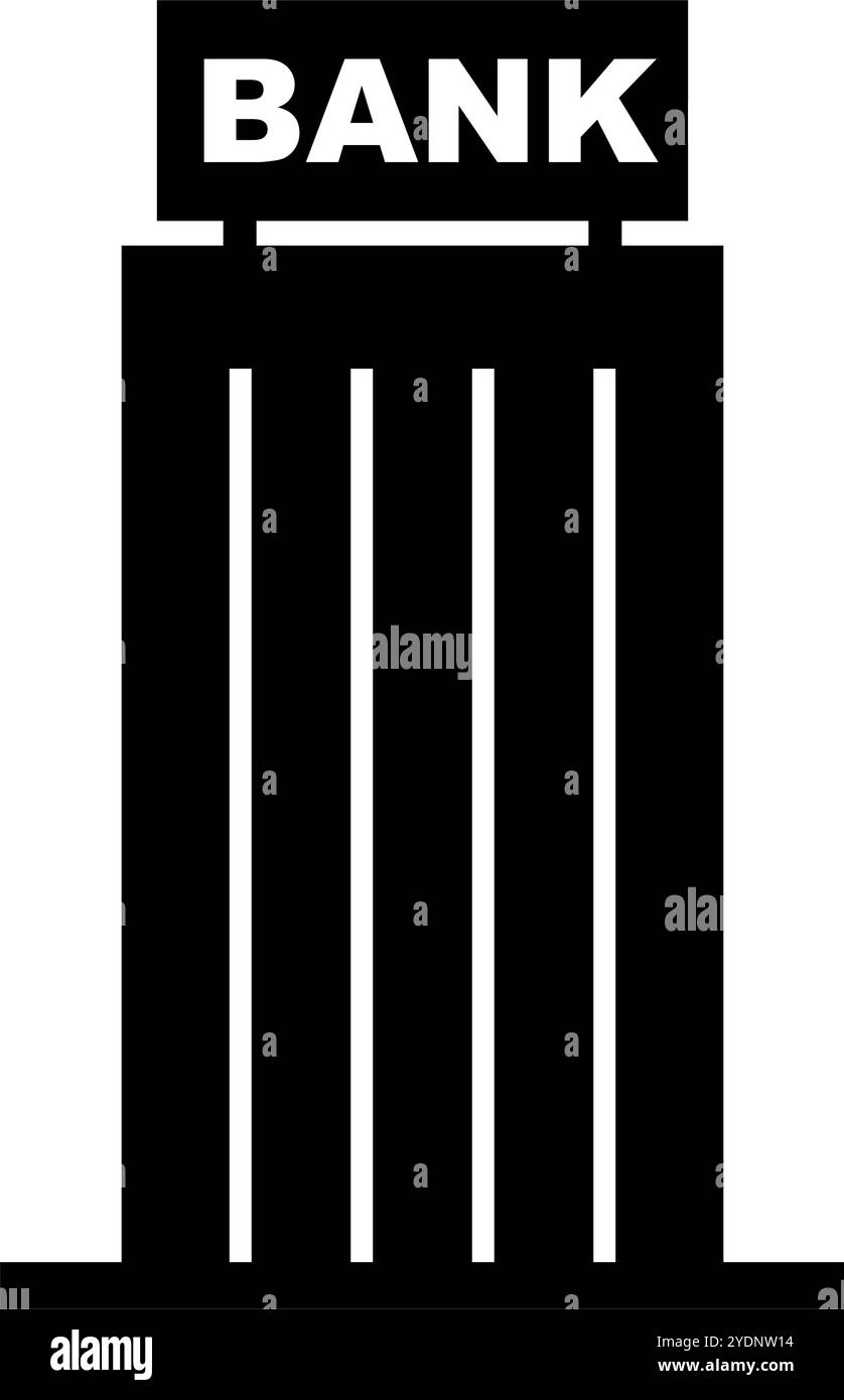 Icône de silhouette de bâtiment de banque. Icône du secteur financier. Vecteur modifiable. Illustration de Vecteur