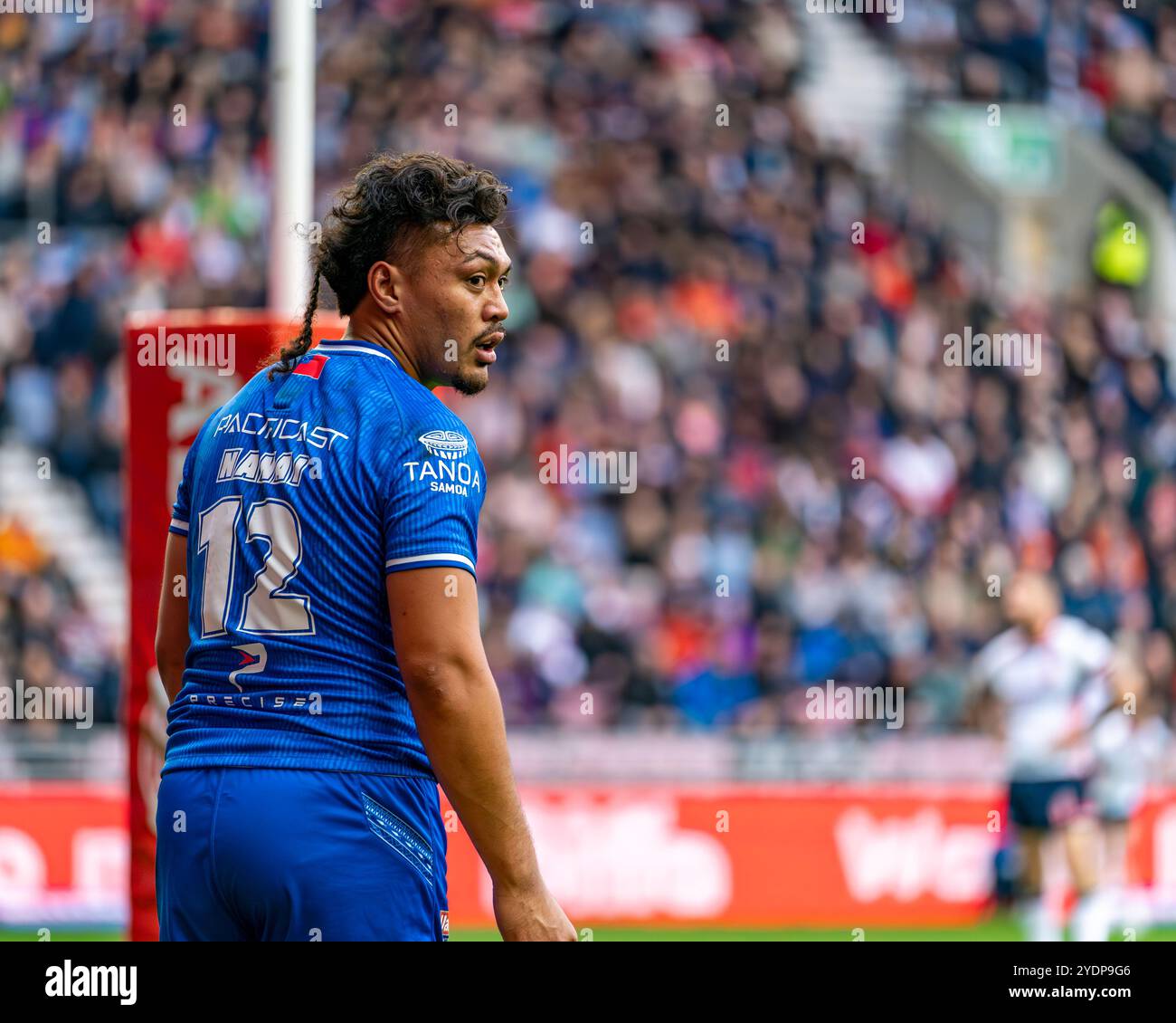 Wigan, UK.27th octobre 2024. ABK Beer England v Samoa International test Series 2024. Jeremiah Nanai de Samoa. Crédit Paul Whitehurst/PBW Media/Alamy Live News Banque D'Images