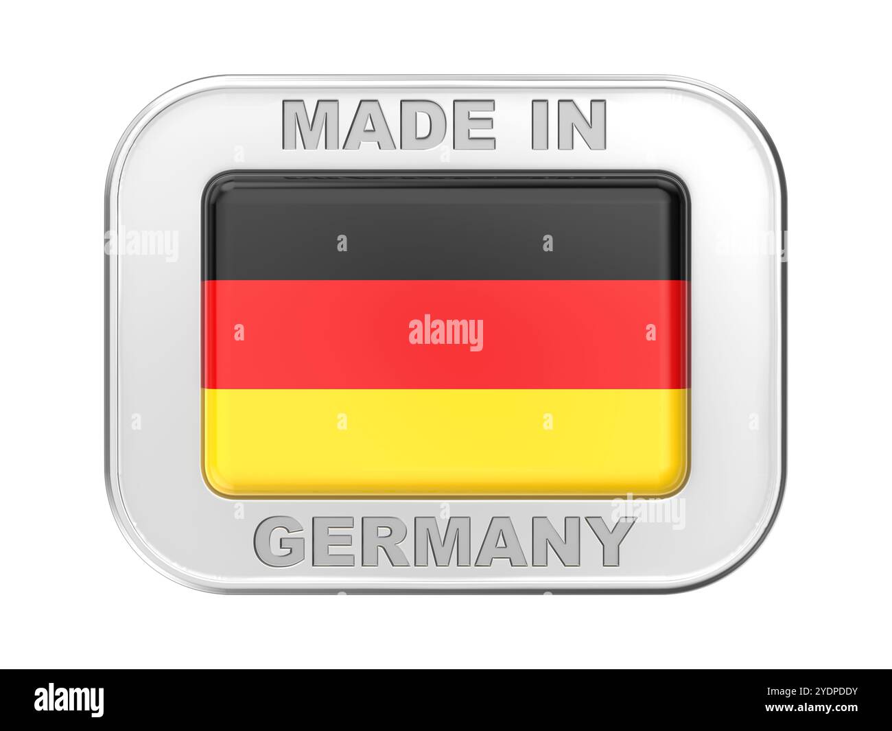 Fabriqué en Allemagne, badge argenté avec le drapeau national de l'Allemagne Banque D'Images
