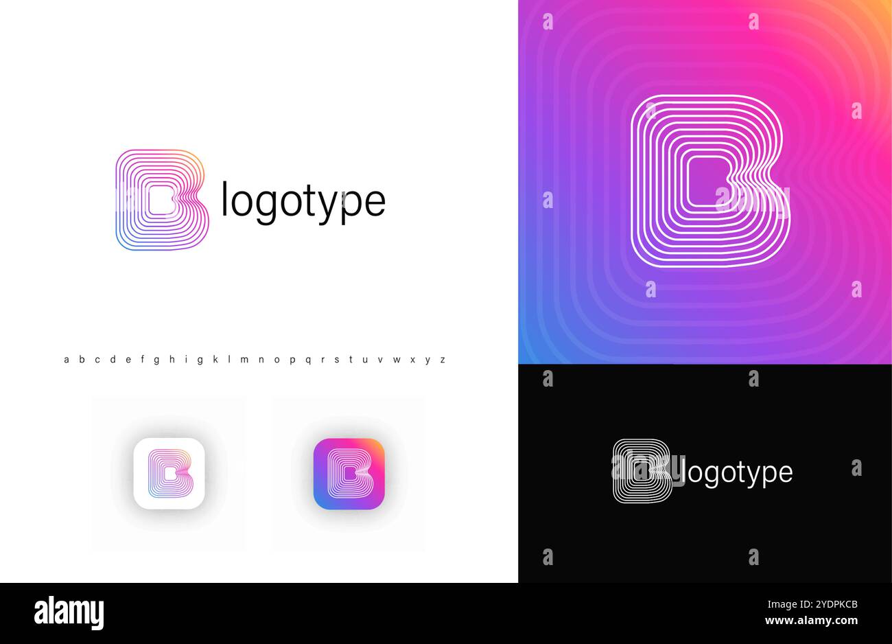 Ripples logo lettre B, monogramme de lignes arrondies géométriques pour Tech Branding, affiches créatives, identité. Illustration vectorielle Illustration de Vecteur