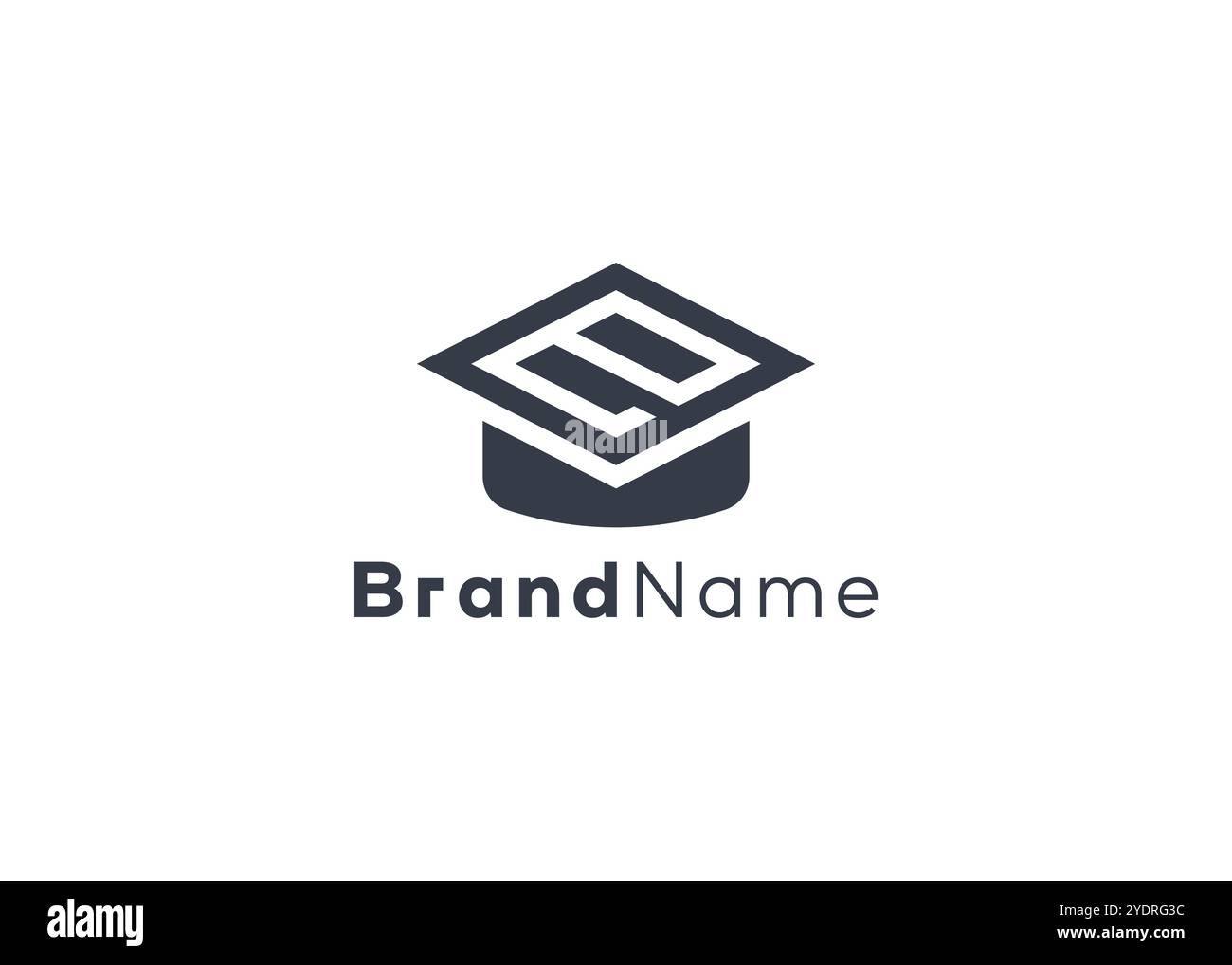 Lettre minimaliste e mortarboard logo . Logo de casquette éducative de style moderne Illustration de Vecteur