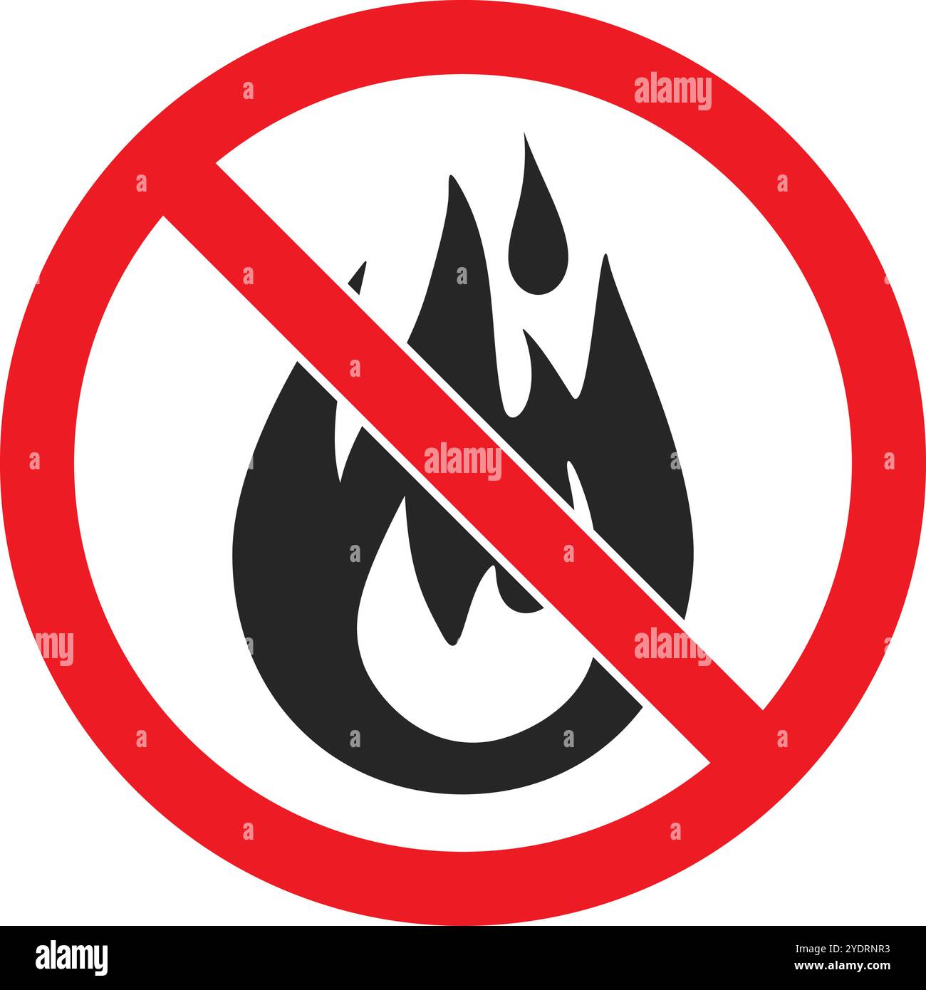 Aucun feu ou signe de flammes nues avec vecteur de symbole rouge interdit Illustration de Vecteur