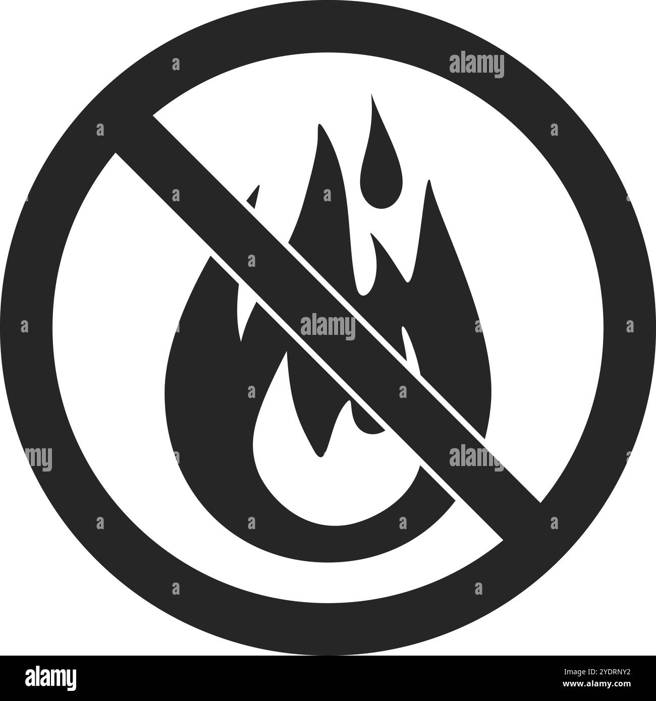 Aucun feu ou signe de flammes nues avec vecteur de symbole interdit rouge Illustration de Vecteur