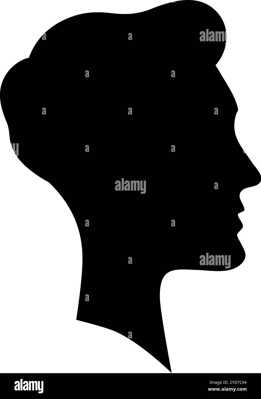 Silhouette noire d'un profil masculin avec coiffure rétro, transmettant mystère, élégance et style vintage Illustration de Vecteur