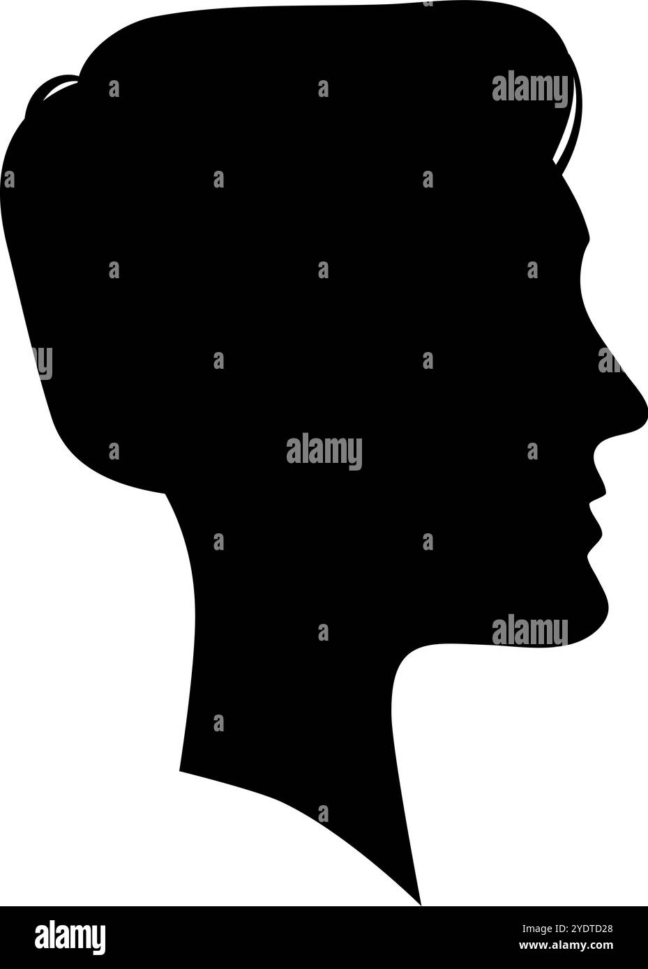 Silhouette vue de côté d'un jeune homme, portrait minimaliste en noir et blanc, idéal pour les photos de profil ou les avatars Illustration de Vecteur