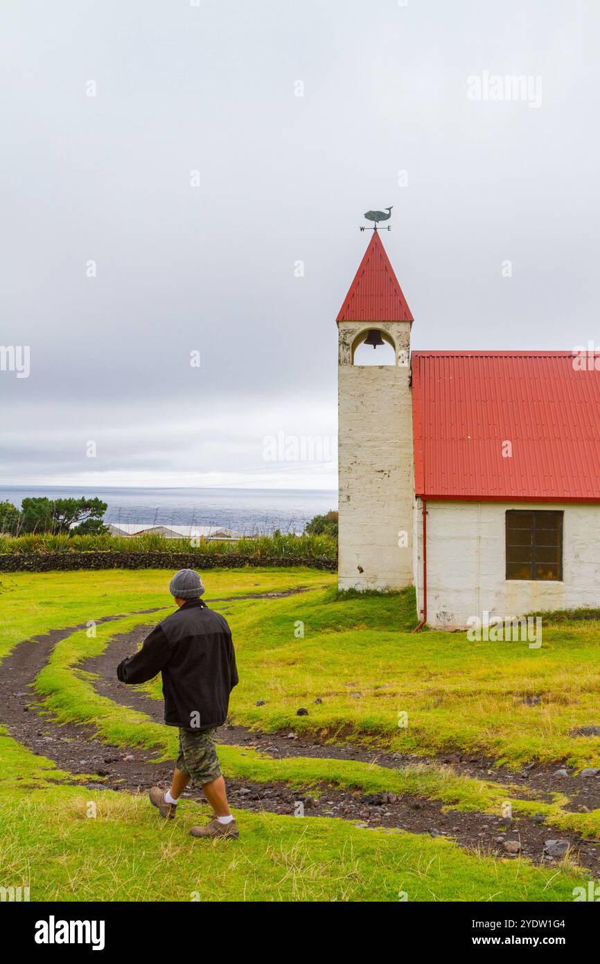 Église catholique de Joseph à Tristan da Cunha, l'endroit habité le plus éloigné sur Terre, Tristan da Cunha, océan Atlantique Sud Banque D'Images