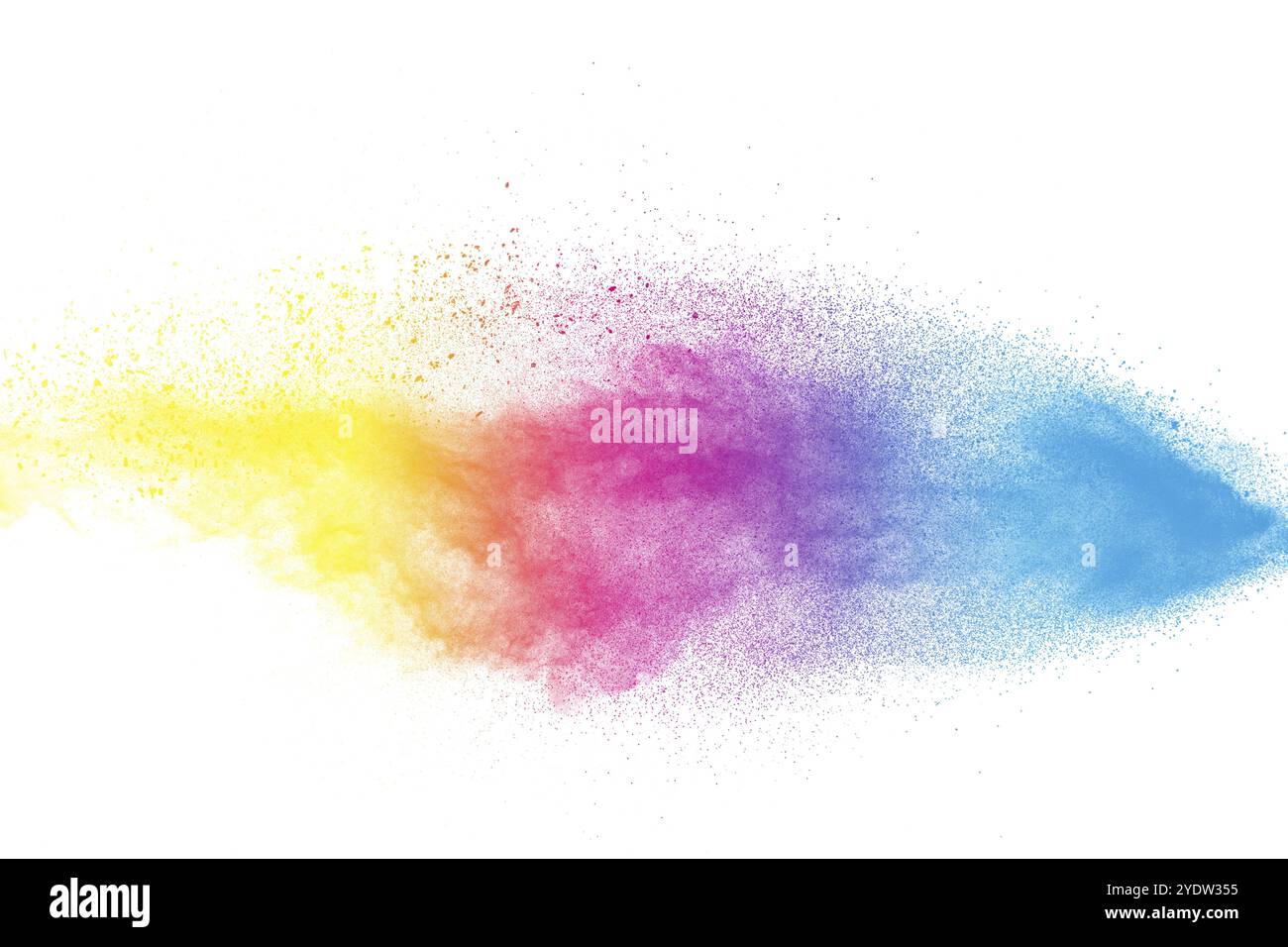 Explosion de poudre de couleur abstraite sur fond blanc. Geler le mouvement des éclaboussures de poussière. Holi peint en festival Banque D'Images