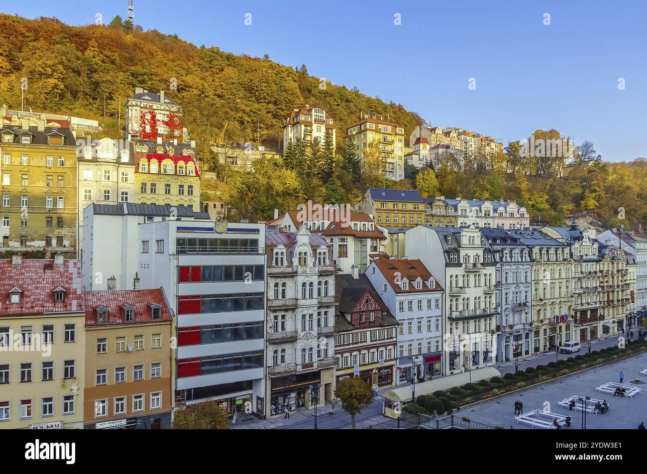 Maisons historiques dans le centre-ville de Karlovy Vary, république tchèque Banque D'Images
