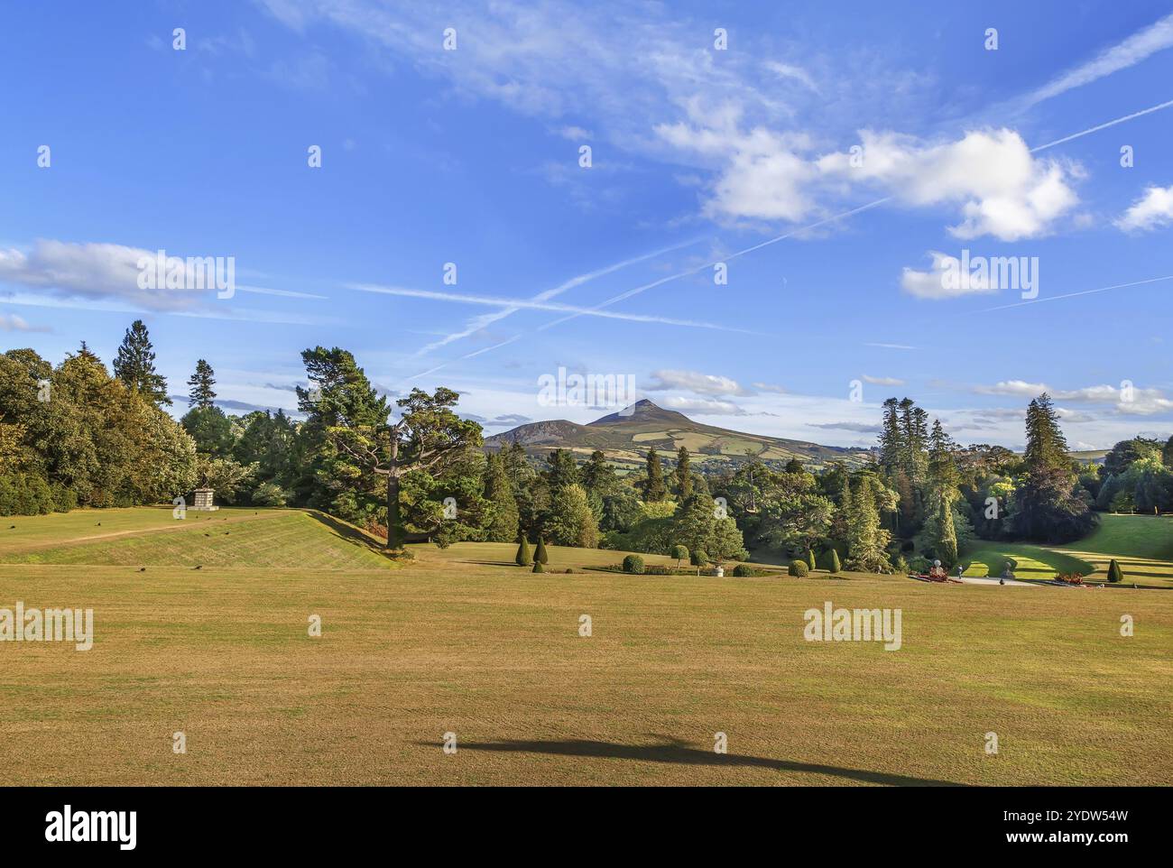 Vue de Old long Hill dans les montagnes de Wicklow depuis le parc de Powerscourt, Irlande, Europe Banque D'Images