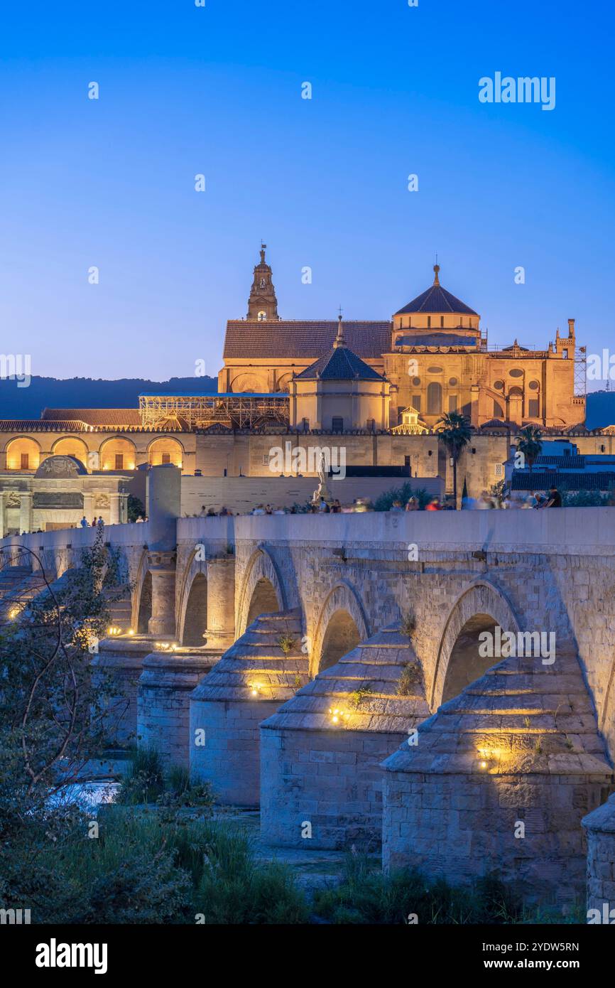 Pont romain, rivière Guadalquivir, Cordoue, site du patrimoine mondial de l'UNESCO, Andalousie, Espagne, Europe Banque D'Images