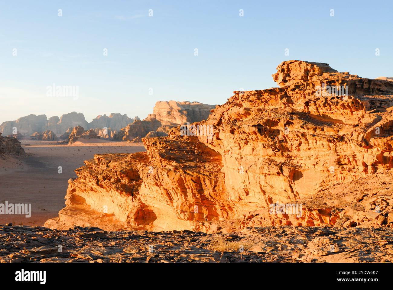 Le désert de Wadi Rum, Jordanie, Moyen-Orient Banque D'Images