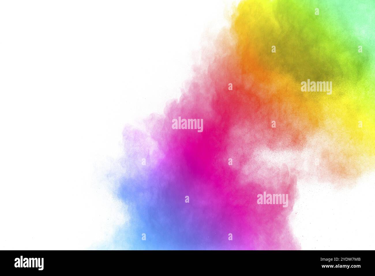 Explosion de poudre de couleur abstraite sur fond blanc. Geler le mouvement des éclaboussures de poussière. Holi peint en festival Banque D'Images