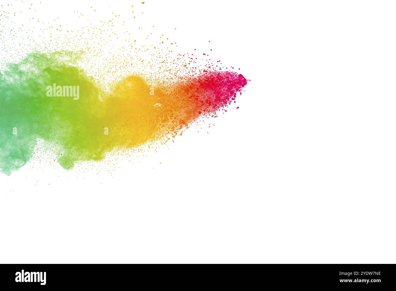 Explosion colorée de poudre sur fond blanc. Éclaboussures de particules de poussière de couleur pastel abstraite Banque D'Images