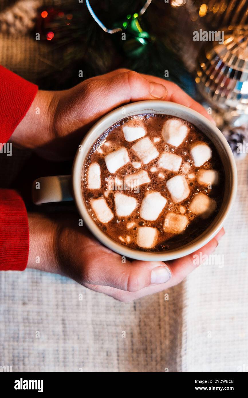 Esprit des fêtes avec cacao chaud Banque D'Images