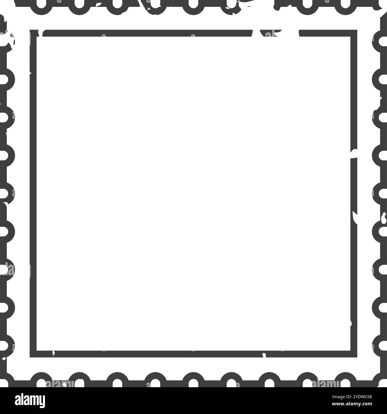 Gros plan d'un timbre-poste rectangulaire vierge avec une bordure simple et un bord dentelé, offrant un espace blanc propre pour la personnalisation Illustration de Vecteur