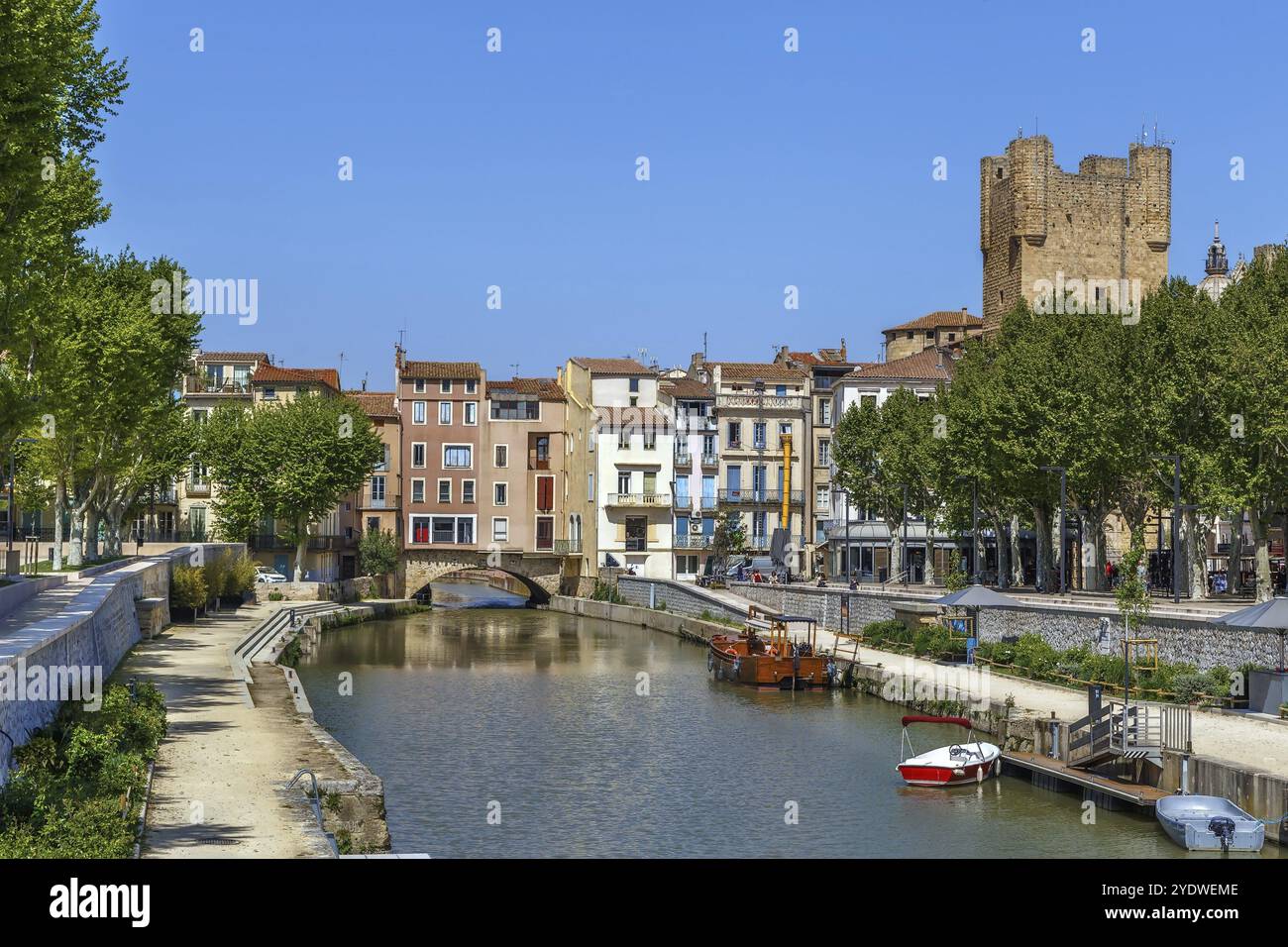 Vue du canal de la Robine à Narbonne, France, Europe Banque D'Images