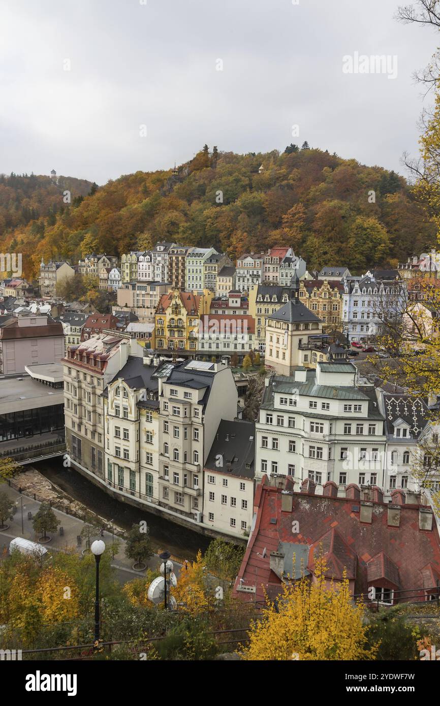 Paysage urbain du centre historique de Karlovy Vary Banque D'Images
