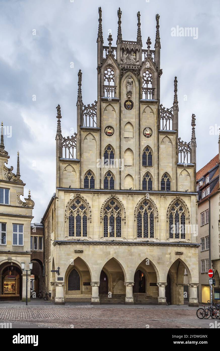 Hôtel de ville historique de Munster est l'un des monuments architecturaux les plus importants du centre historique de Munster et son symbole, l'Allemagne, l'Euro Banque D'Images