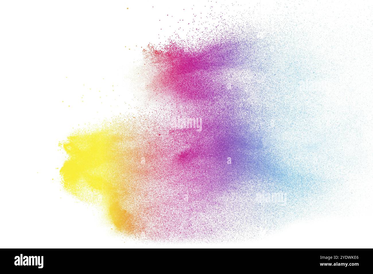 Explosion de poudre de couleur abstraite sur fond blanc. Geler le mouvement des éclaboussures de poussière. Holi peint en festival Banque D'Images