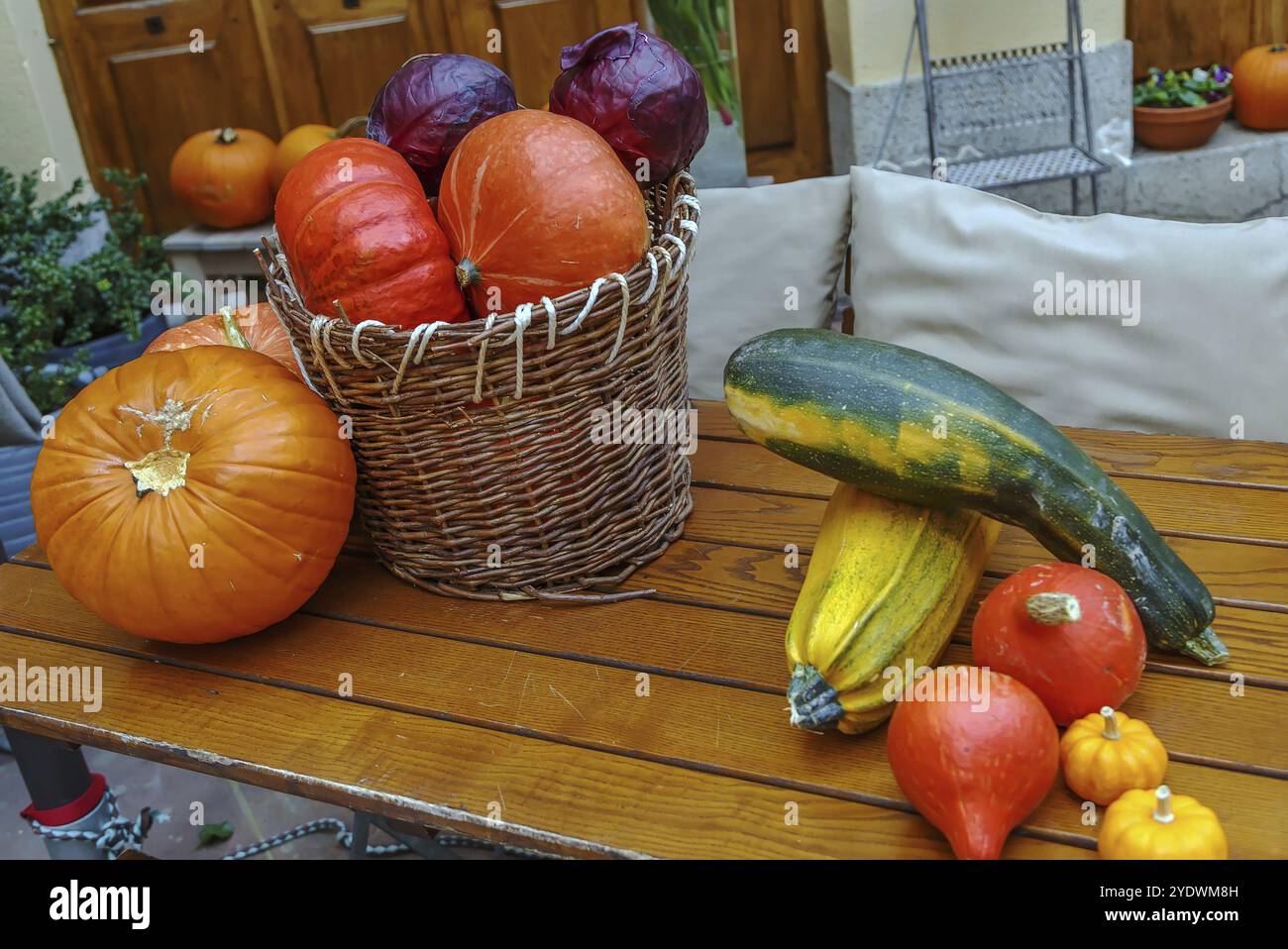 Nature morte avec quelques légumes d'automne différents Banque D'Images