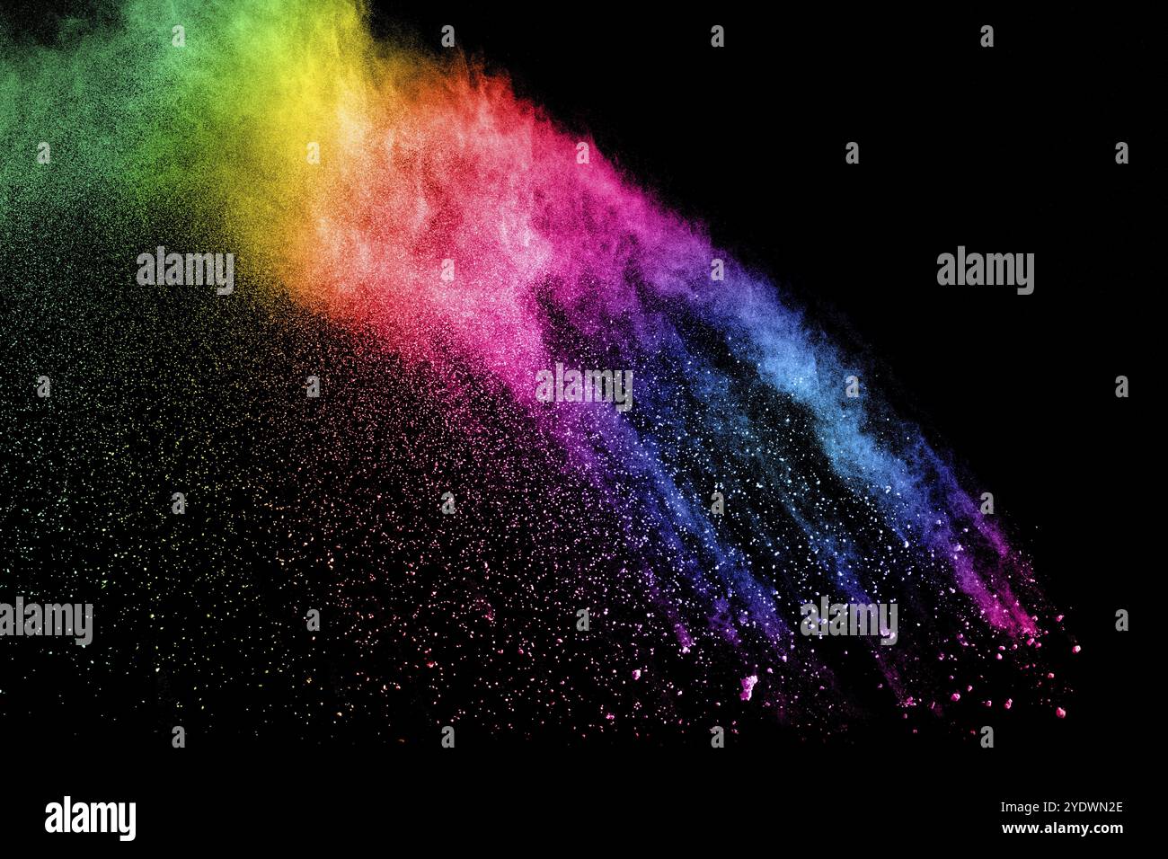 Explosion de poudre colorée abstraite sur fond noir. Geler le mouvement des éclaboussures de poussière. Holi peint Banque D'Images