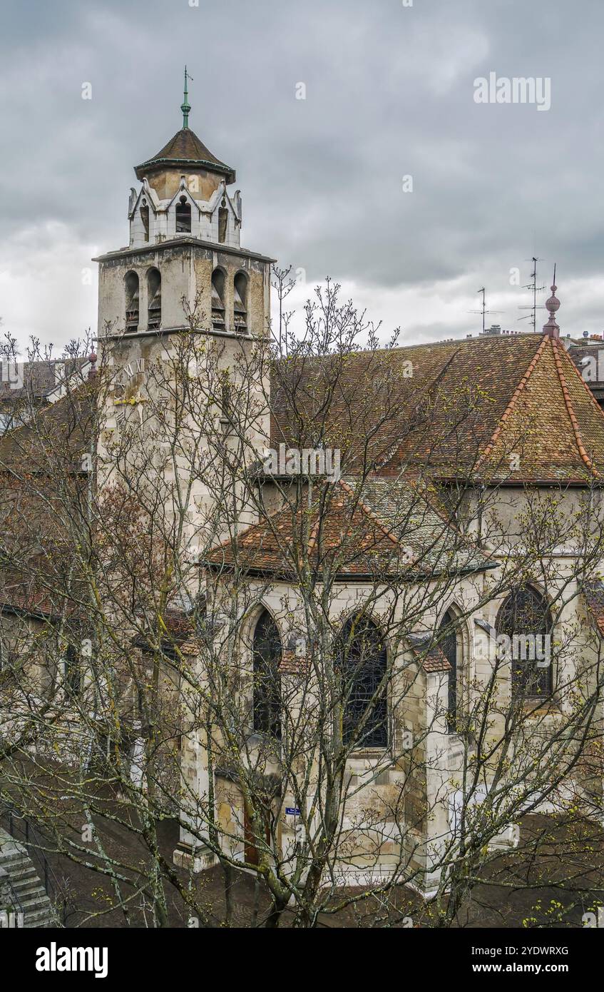 Le Temple de la Madeleine (église de la Madeleine) est situé au pied de la vieille ville de Genève, Suisse, Europe Banque D'Images