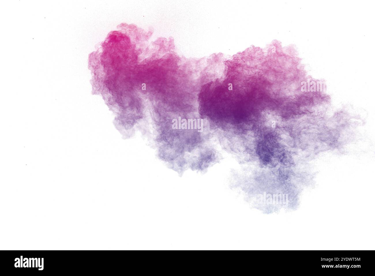 Explosion de poudre de couleur rose bleu sur fond blanc Banque D'Images