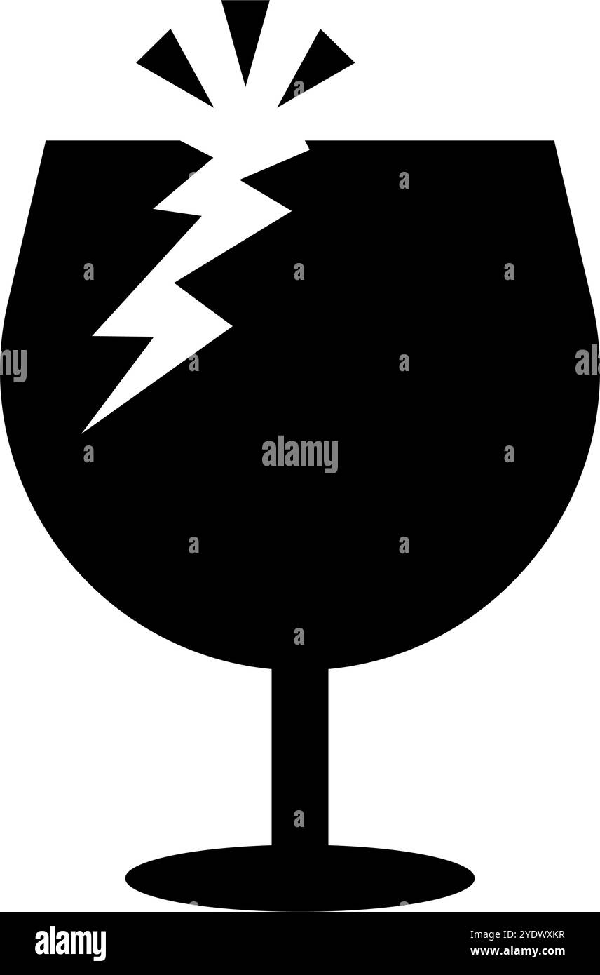 Pop icône de silhouette de verre brisé. Fragile. Vecteur modifiable. Illustration de Vecteur
