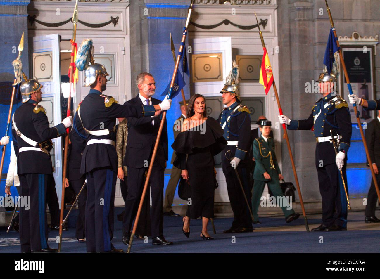 Asturies, Espagne. 27 octobre 2024. Le roi Felipe VI et la reine Leticia au Campoamor pendant les prix de princesse. Les Prix Princesse des Asturies se sont terminés à Oviedo après deux semaines d’événements et la présence de la famille royale espagnole. (Crédit image : © Mercedes Menendez/Pacific Press via ZUMA Press Wire) USAGE ÉDITORIAL SEULEMENT! Non destiné à UN USAGE commercial ! Banque D'Images