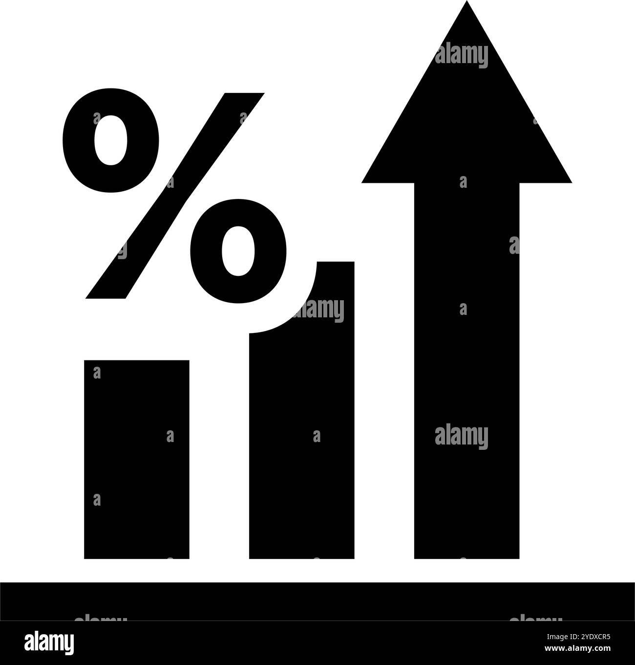 Icône de silhouette de graphique à barres de pourcentage et d'augmentation. Vecteur modifiable. Illustration de Vecteur
