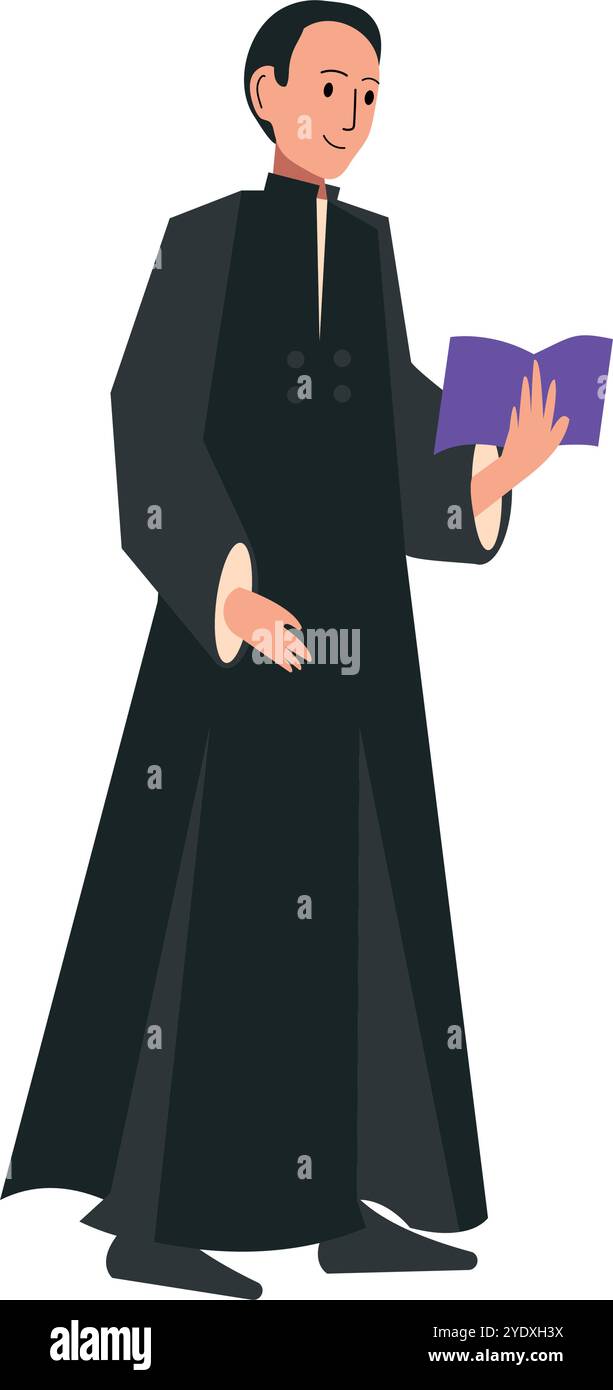 prêtre catholique lisant un livre biblique Illustration de Vecteur