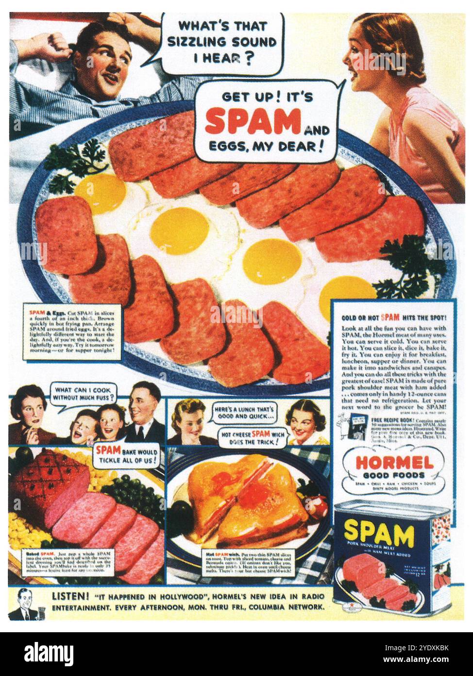 Annonce de viande d'épaule de porc 1938 SPAM - 'C'est Spam and Eggs' Banque D'Images