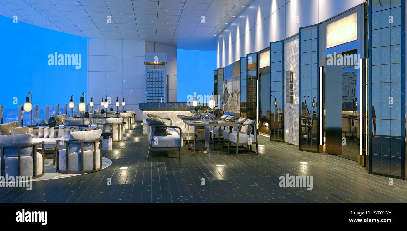 rendu 3d de l'intérieur du restaurant Banque D'Images