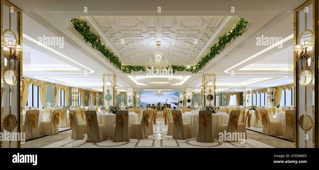 rendu 3d de l'intérieur du restaurant Banque D'Images