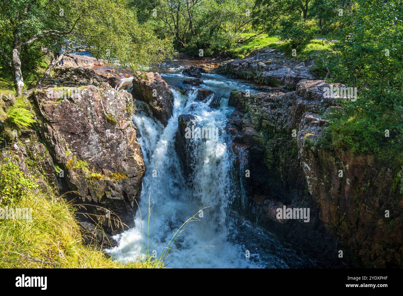 Chutes inférieures sur la rivière Nevis à Glen Nevis près de Fort William à Lochaber, Highlands écossais, Écosse Banque D'Images