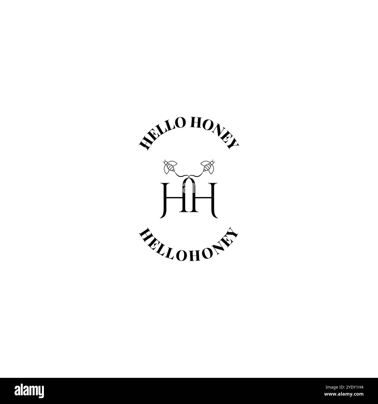 Logo HH Monogram Hello Honey Bee Illustration de Vecteur