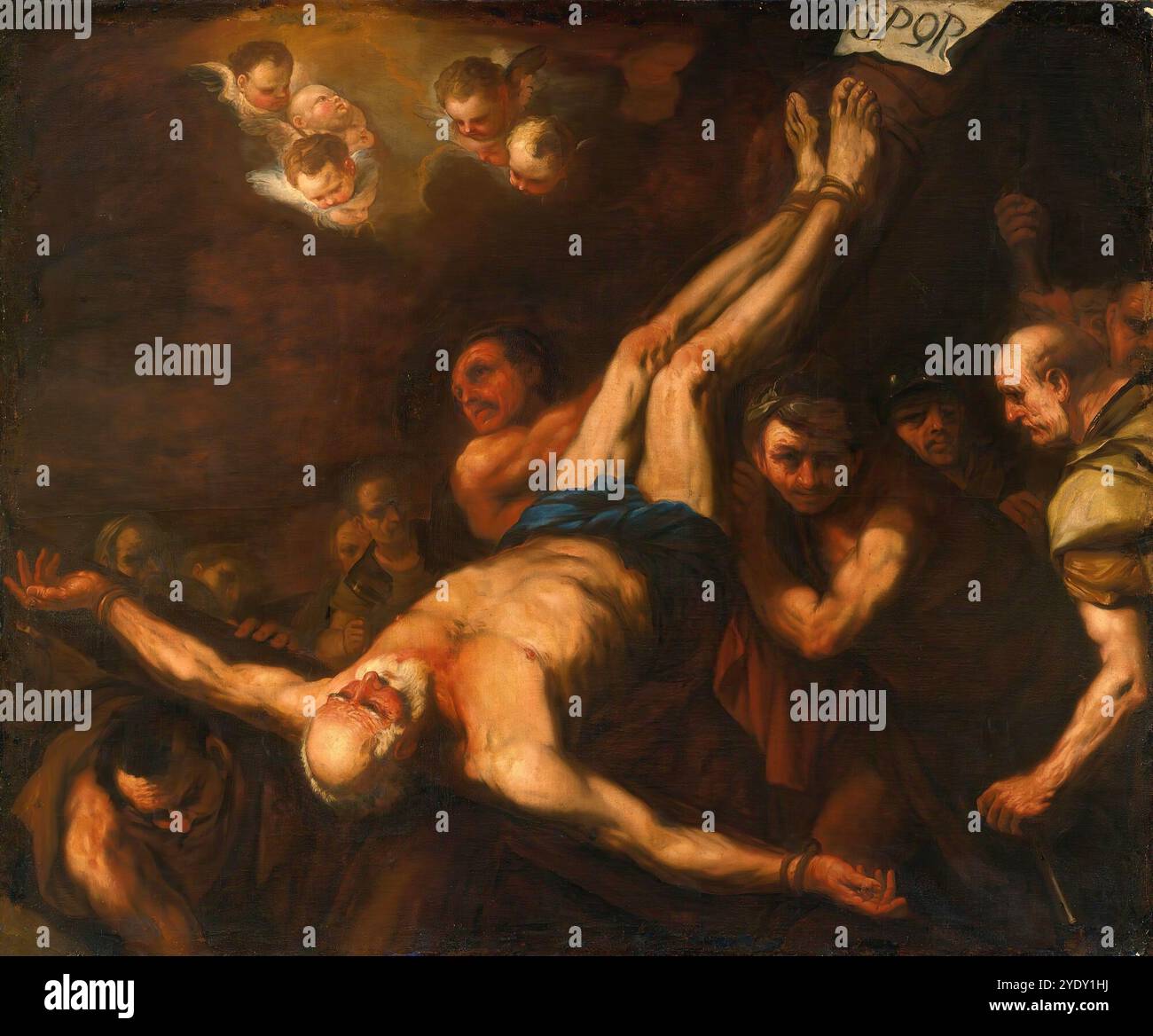 Crucifixion de nouveau Pierre, tableau réalisé par Luca Giordano (italien, 1634-1705), historiquement, restauré numériquement reproduction d'un original du XVIIe siècle, date exacte inconnue Banque D'Images