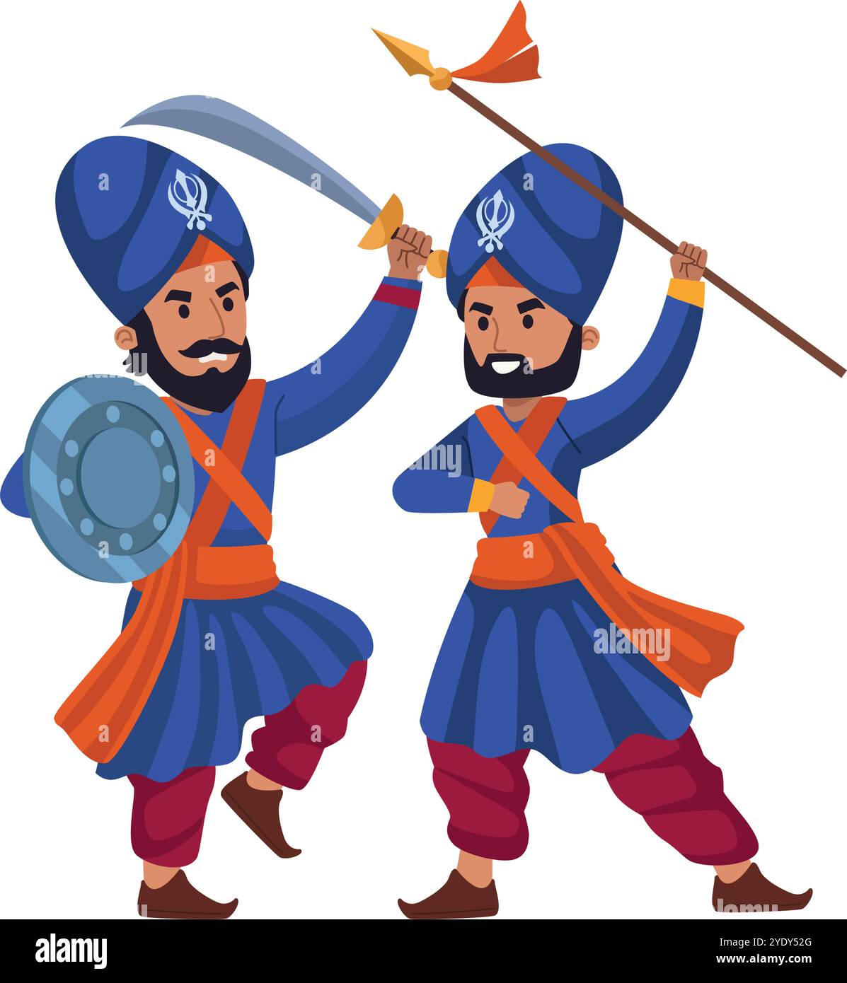 hommes indiens pratiquant l'art martial gatka Illustration de Vecteur