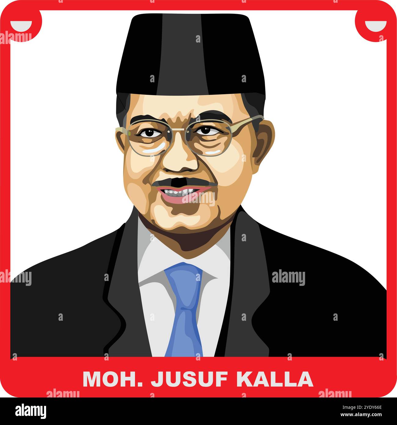 10e et 12e vice-président de l'Indonésie Jusuf Kalla Illustration de Vecteur