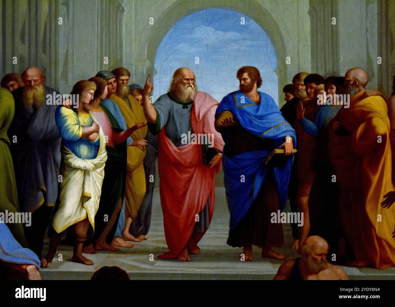 L'Ecole d'Athènes 1780 par Benigne Cagneraux 1756-1795, Dijon - Florence d'après Raphaël ( d'après Raffaello Sanzio da Urbino italien ) Platon à gauche et Aristote à droite Musée des Beaux-Arts de Dijon France ( Ecole d'Athènes, fresque (1508-11) peinte par l'artiste Raphaël, dans la strophe della Segnatura, une salle des appartements privés du pape Jules II au Vatican.) Banque D'Images