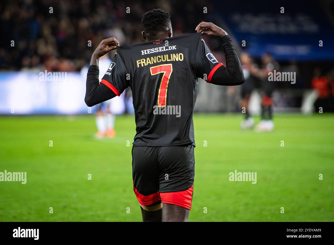 Herning, Danemark. 27 octobre 2024. Franculino (7) du FC Midtjylland marque pour 2-0 lors du match de 3F Superliga entre le FC Midtjylland et Aarhus GF au MCH Arena de Herning. Banque D'Images