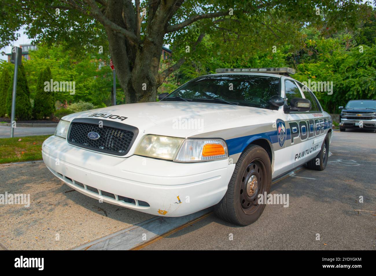 Police de Pawtucket Ford Crown Victoria voiture de police dans le département de police, Pawtucket, Rhode Island, États-Unis. Banque D'Images