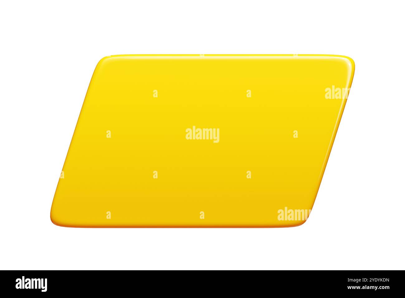 Bannière de texte rectangulaire jaune brillante. illustration de rendu 3d. Banque D'Images