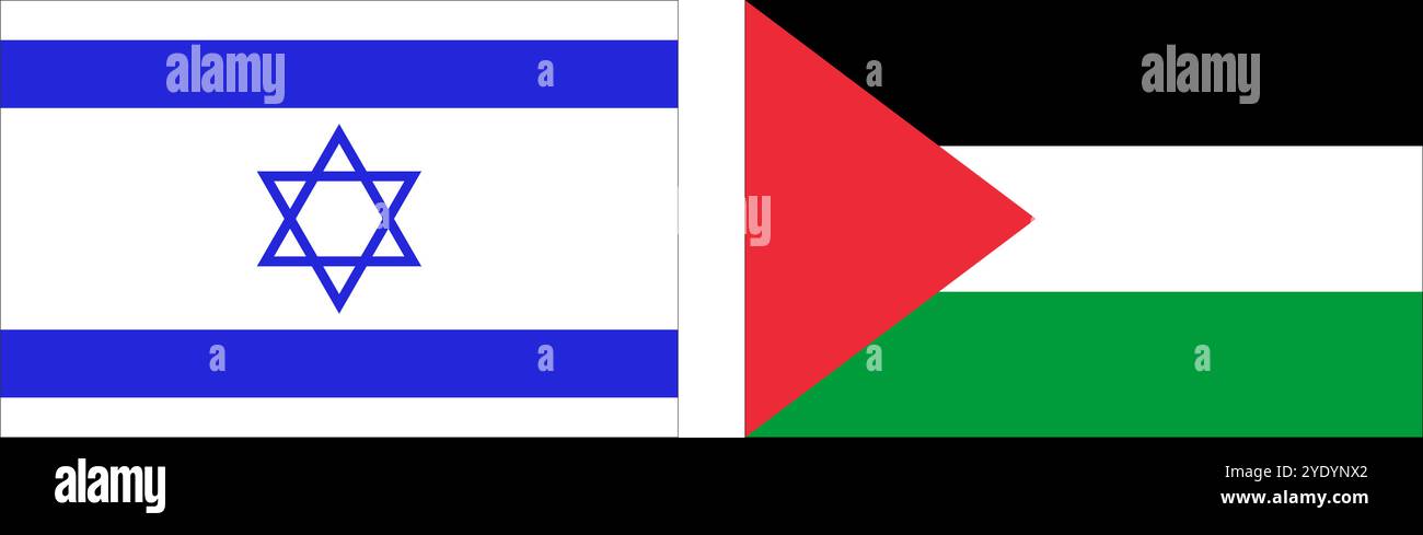 Jeu d'icônes de drapeaux israéliens et palestiniens. Vecteur modifiable. Illustration de Vecteur