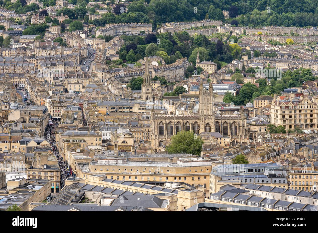 Abbaye de Bath et les toits du centre-ville, vue depuis Alexandra Park. Banque D'Images